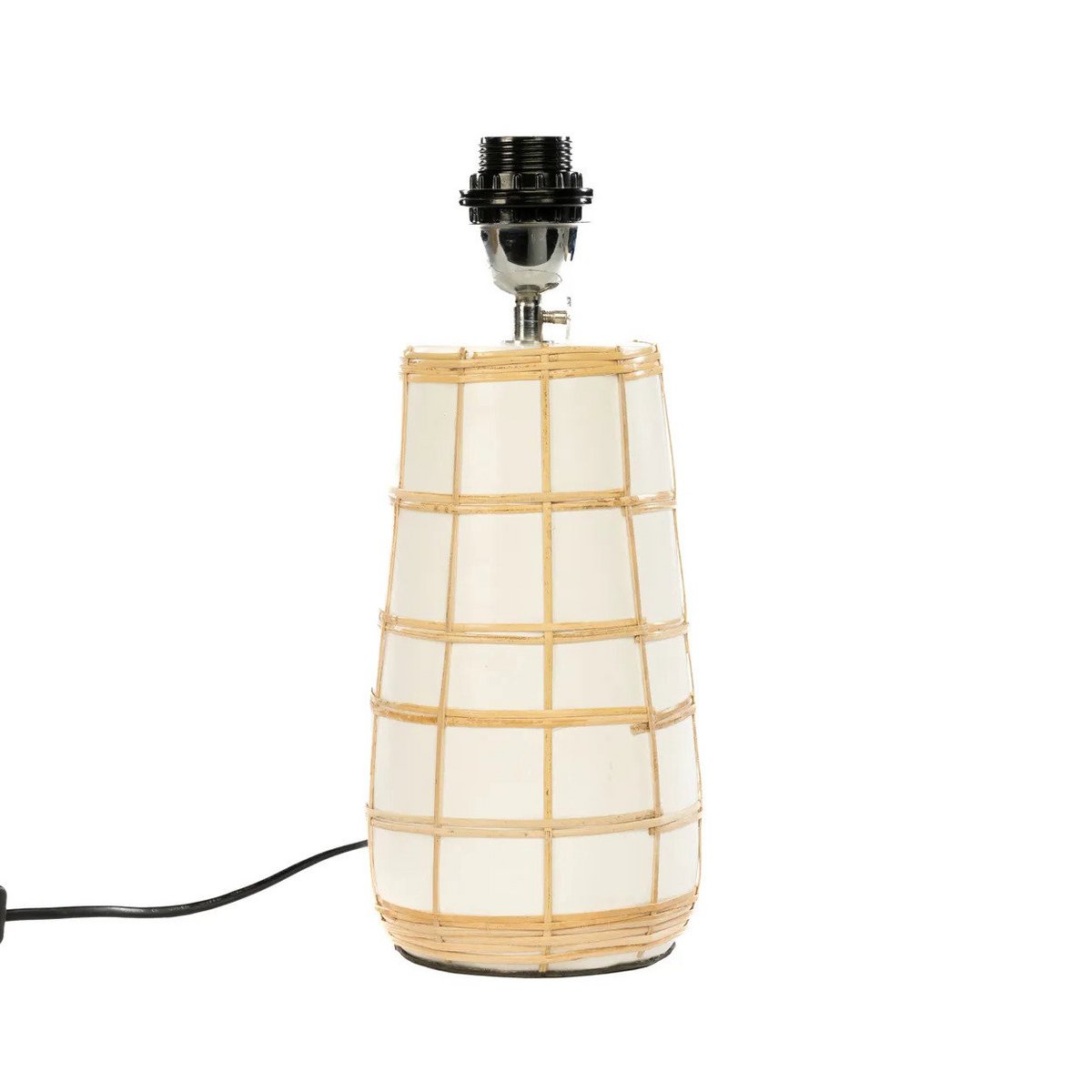 Pied de lampe Molokai en terre cuite et tressage naturel – fond blanc