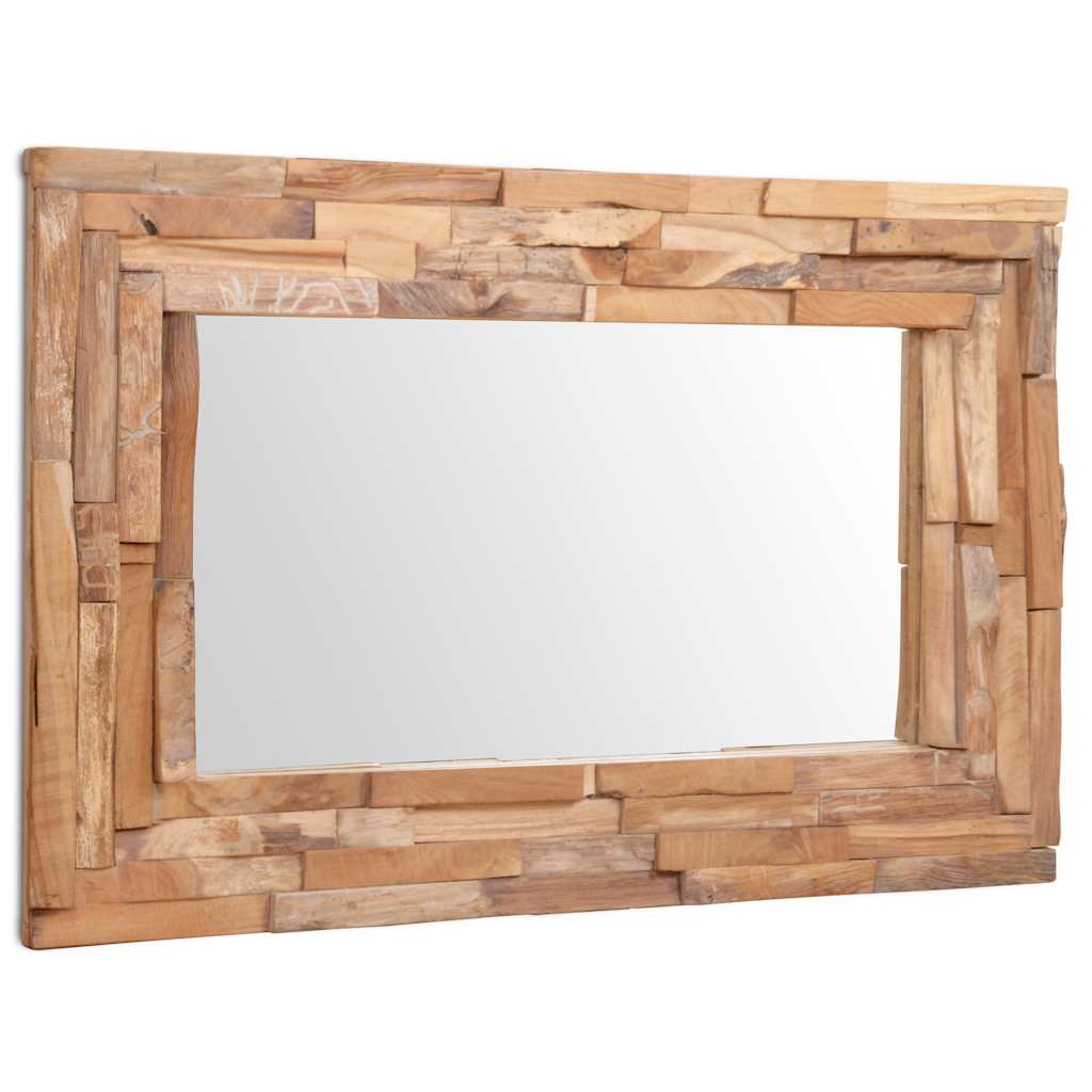Miroir décoratif rectangulaire en teck massif 90x60 cm - vue produit