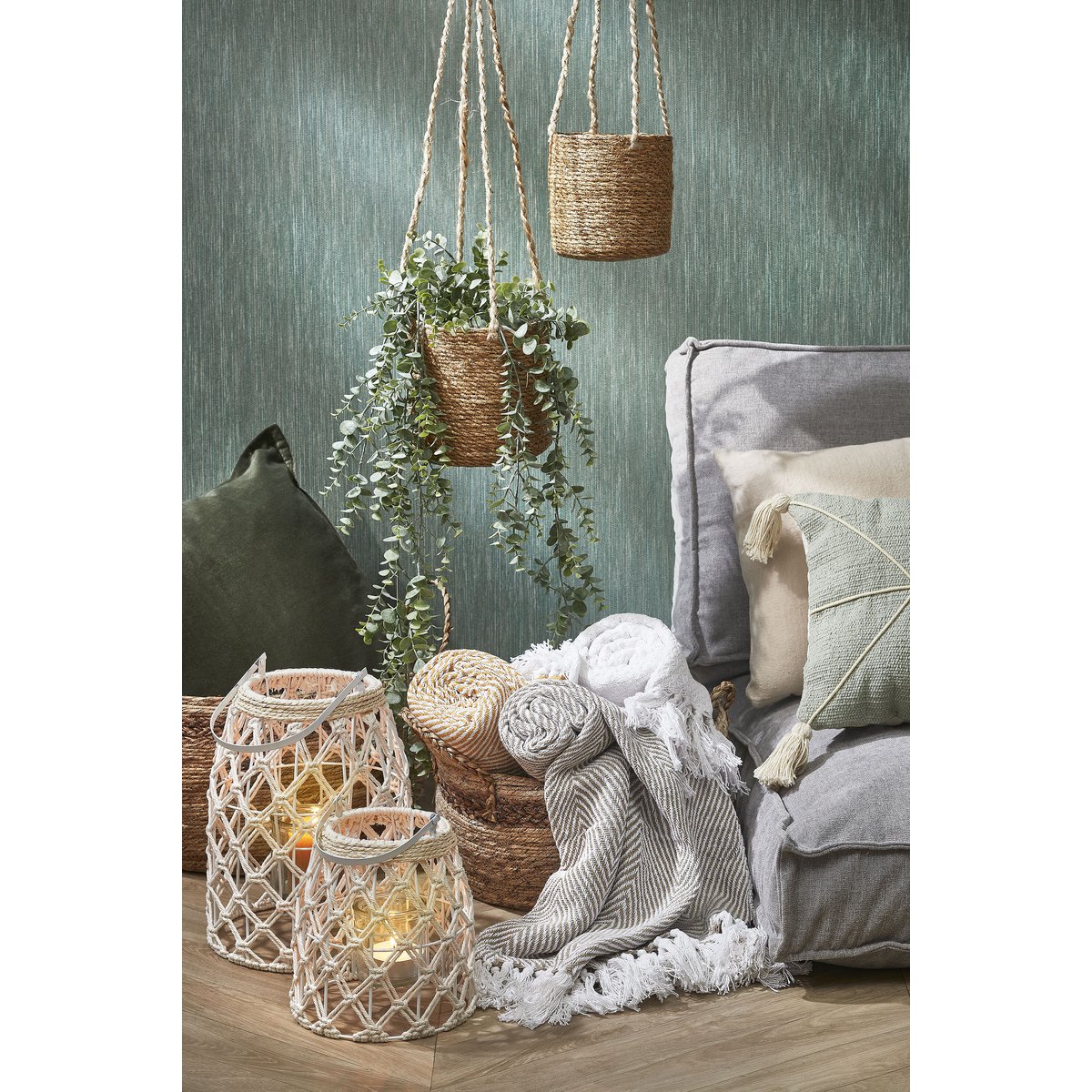 Eucalyptus artificiel suspendu 93 cm — Douceur végétale bohème