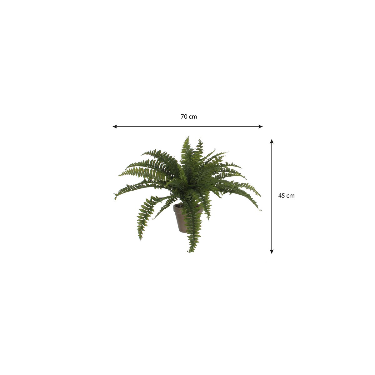 Fougère artificielle verte Ø70 cm — Pot terre cuite gris basalte