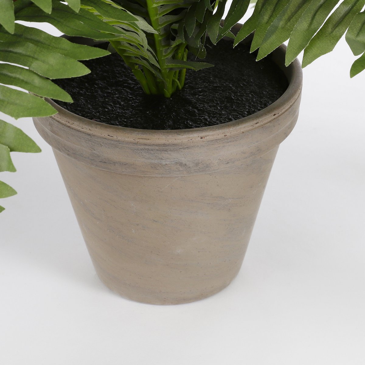 Fougère artificielle verte Ø70 cm — Pot terre cuite gris basalte