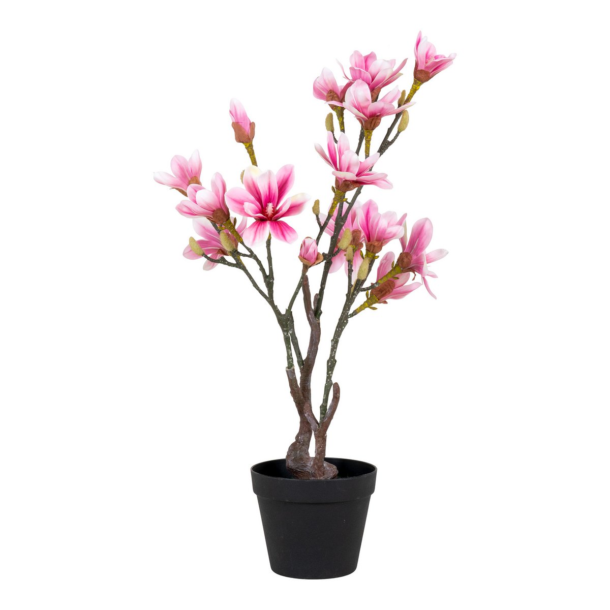 Magnolia artificiel rose 75 cm en pot — Élégance florale intemporelle