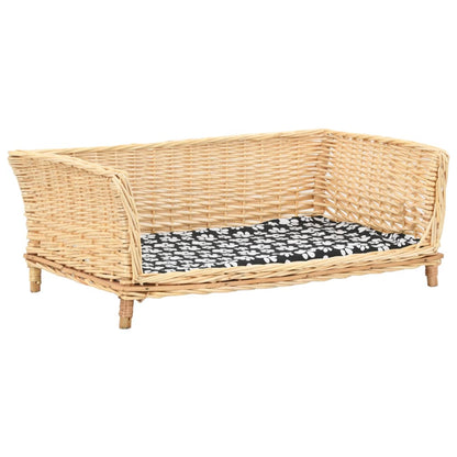 Panier pour chien en osier naturel avec coussin 90x54x35 cm - vue produit