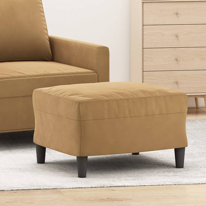 Repose-pieds en velours marron 60x50x41 cm - vue produit fond blanc
