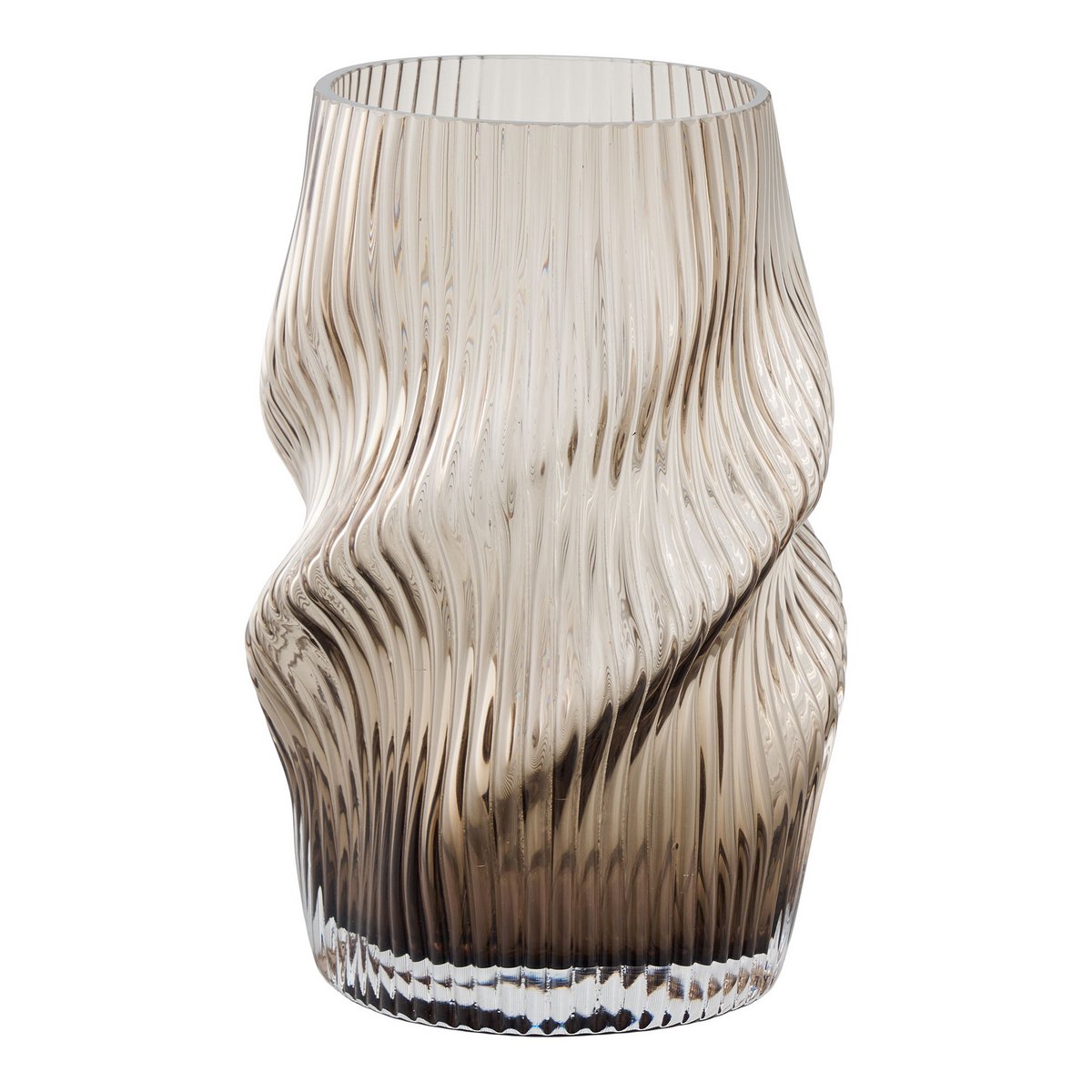 Vase décoratif en verre soufflé bouche brun de 25 cm – vue complète fond blanc