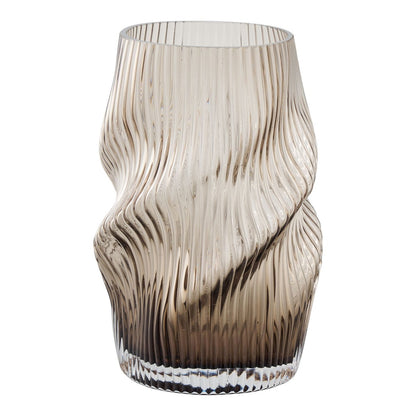 Vase décoratif en verre soufflé bouche brun de 25 cm – vue complète fond blanc