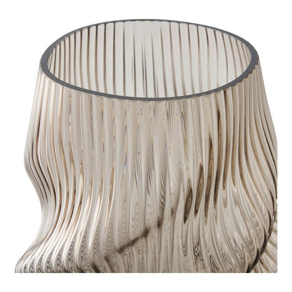 Vase en verre soufflé brun – vue ouverture et bord supérieur fond blanc