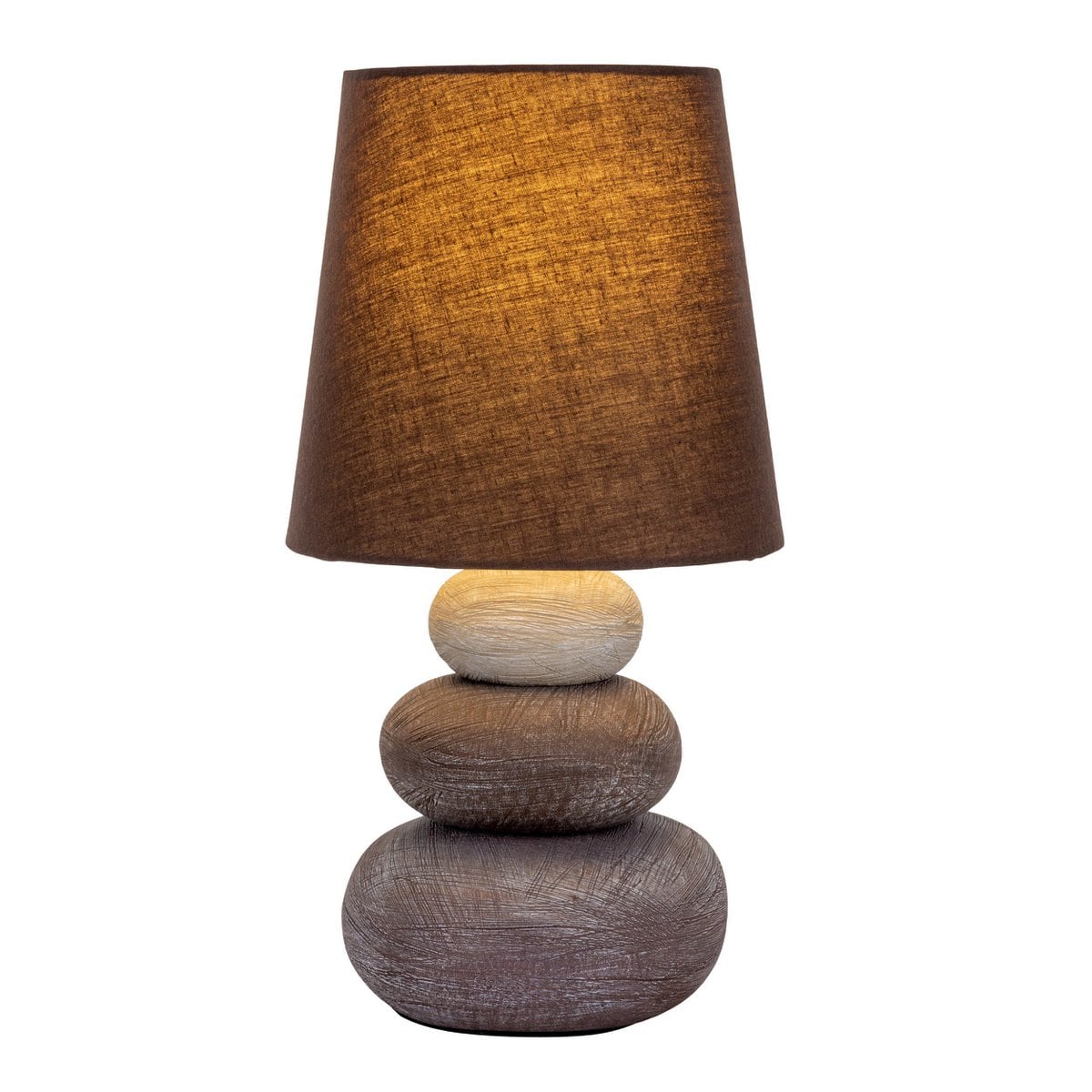 Lampe de table en céramique "Stoney", lampe de table en céramique en marron, avec douille E14, lampe de table pour salle à manger, salon, couloir ou bureau, ou comme lampe de chevet, 31 cm de haut