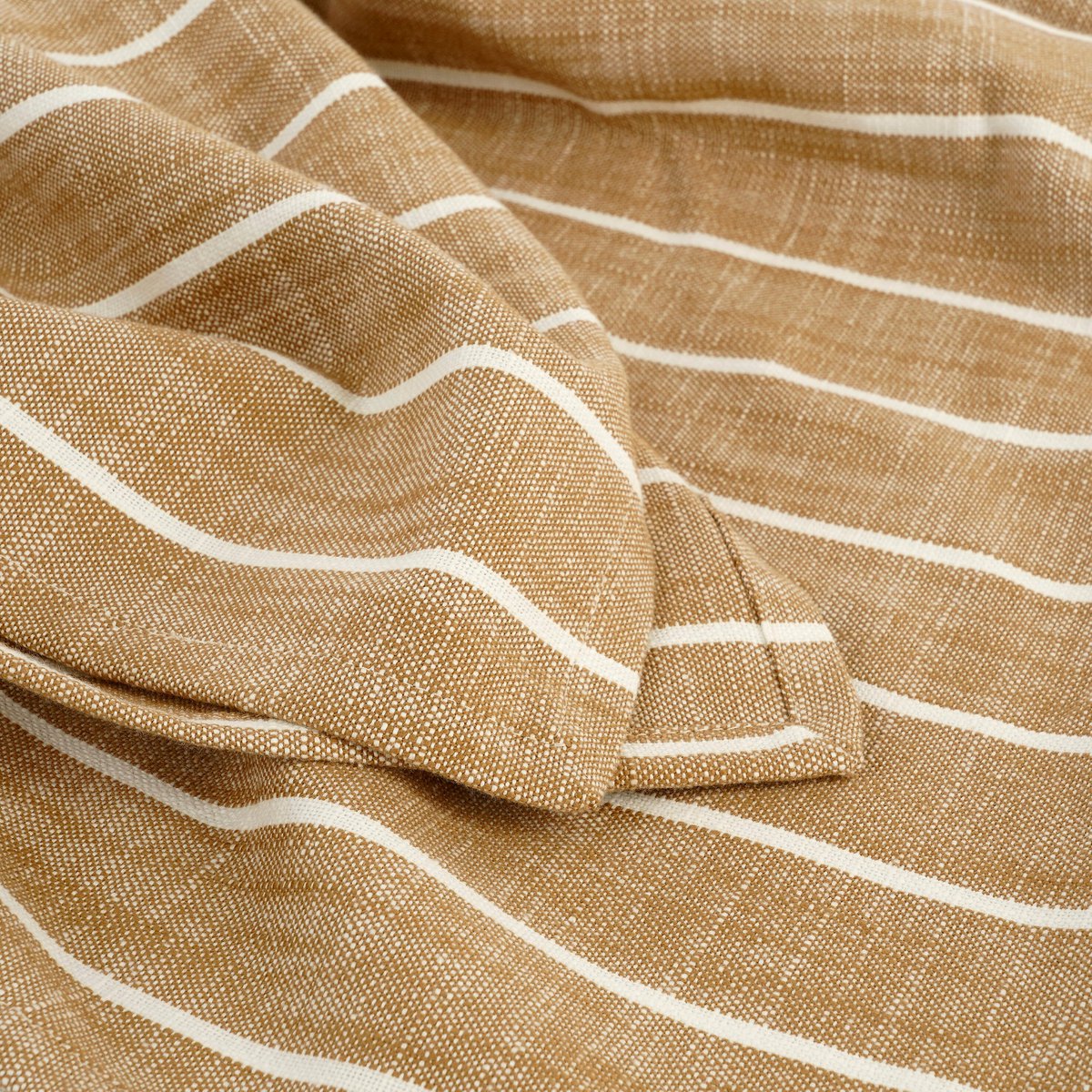 Nappe Alivo Marron – détail texture coton rayures écrues