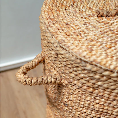 Grand panier à linge Aman en jacinthe d'eau – détail poignée