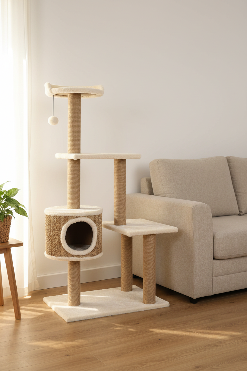 Arbre à chat 123cm jonc de mer – lifestyle