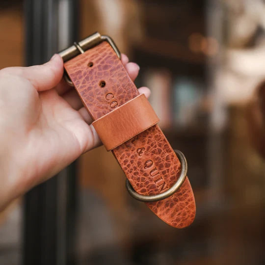 Collier pour chien en cuir CAMEL – Cuir italien tanné végétal