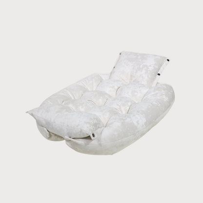 Lit pour chien transformable MALIBU – Velours marbre beige clair