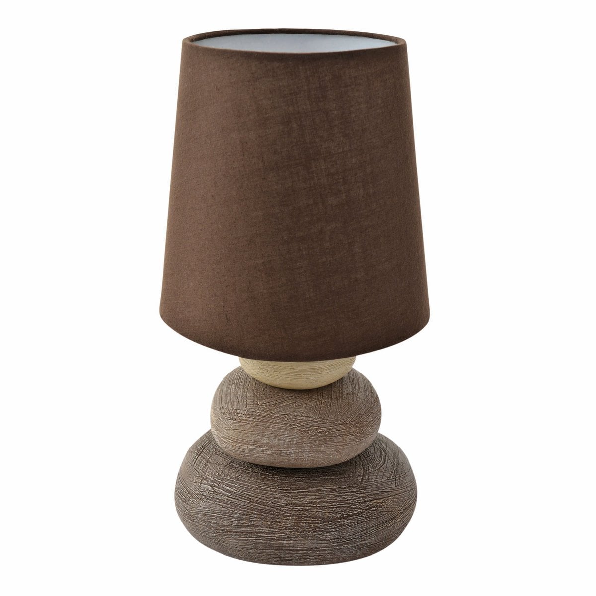 Lampe de table en céramique "Stoney", lampe de table en céramique en marron, avec douille E14, lampe de table pour salle à manger, salon, couloir ou bureau, ou comme lampe de chevet, 31 cm de haut