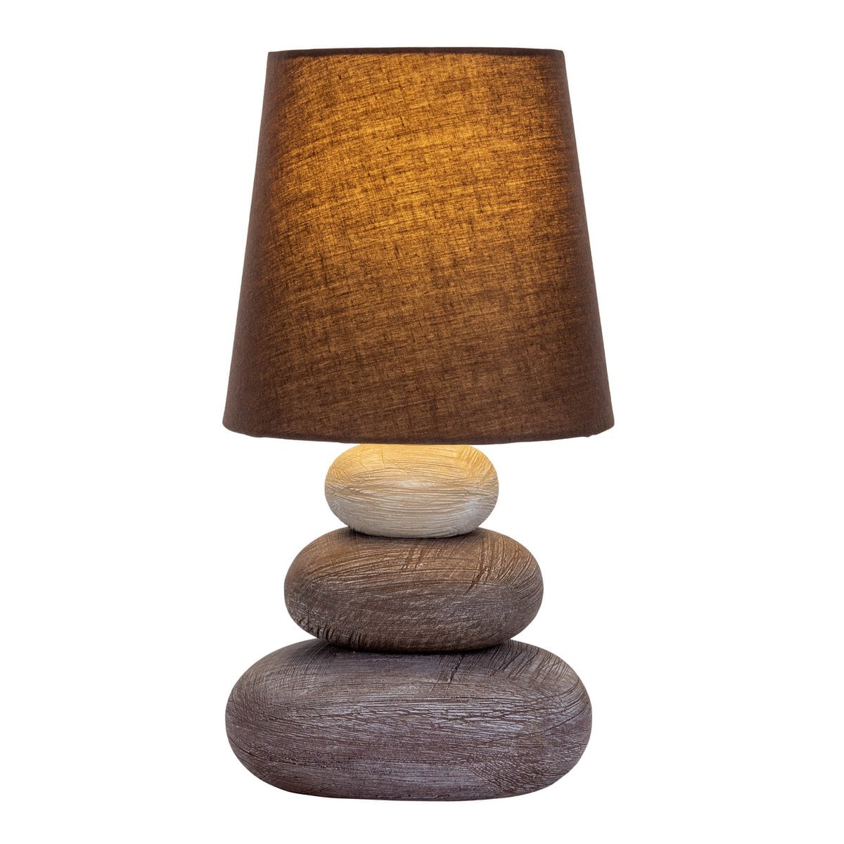Lampe de table en céramique "Stoney", lampe de table en céramique en marron, avec douille E14, lampe de table pour salle à manger, salon, couloir ou bureau, ou comme lampe de chevet, 31 cm de haut