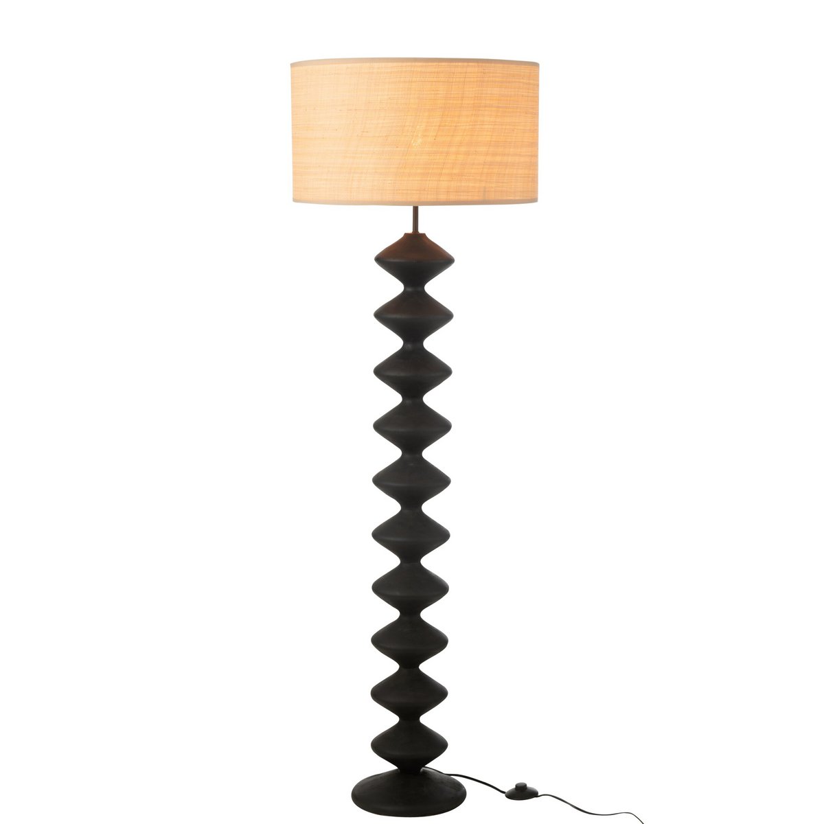 Lampadaire Caterpillar bois noir naturel 156 cm fond blanc