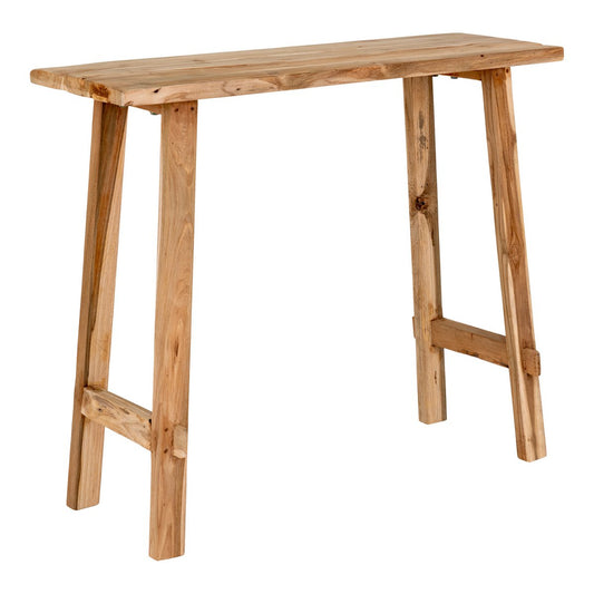 Table console Girona en teck recyclé naturel – vue 3/4 fond blanc