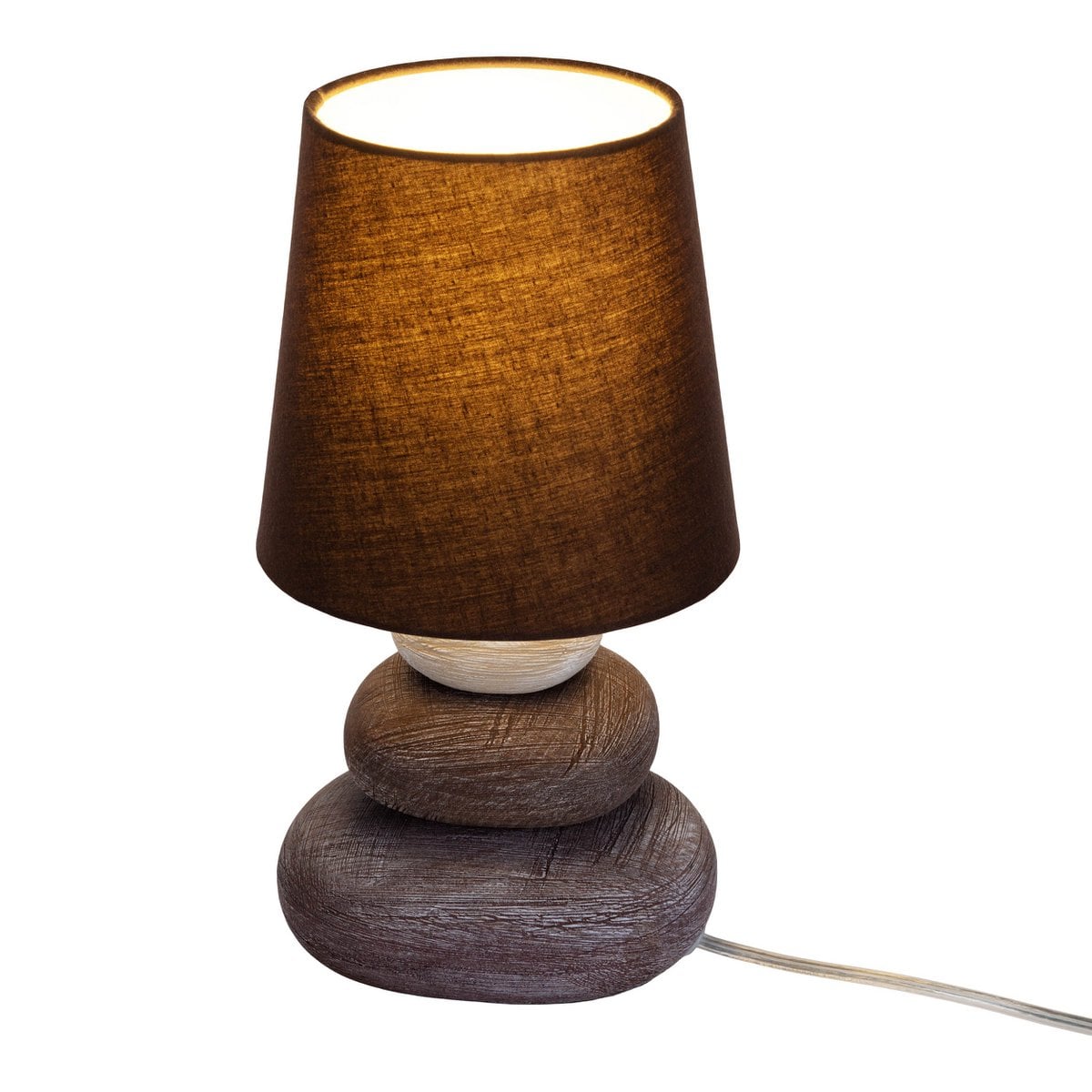 Lampe de table en céramique "Stoney", lampe de table en céramique en marron, avec douille E14, lampe de table pour salle à manger, salon, couloir ou bureau, ou comme lampe de chevet, 31 cm de haut