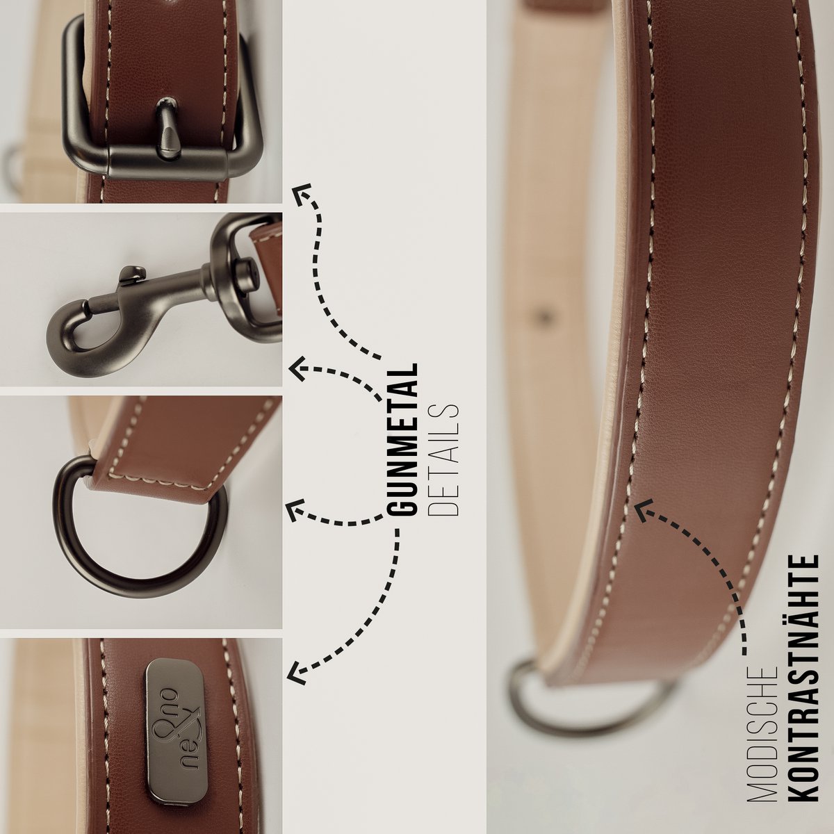 Collier & Laisse pour Chien Vegan Marron & Beige – NE & No®
