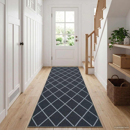 ORIZ – Tapis de couloir à losanges noirs 50 × 350 cm