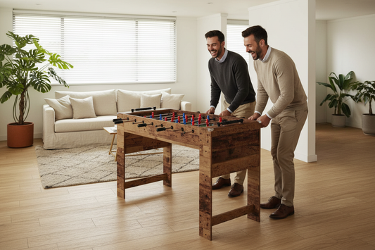 Baby-foot bois ancien - ambiance salle de jeux avec amis