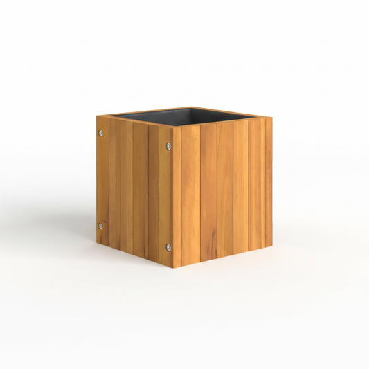 Pot en bois d’acacia massif 25x25 cm — vue principale fond blanc