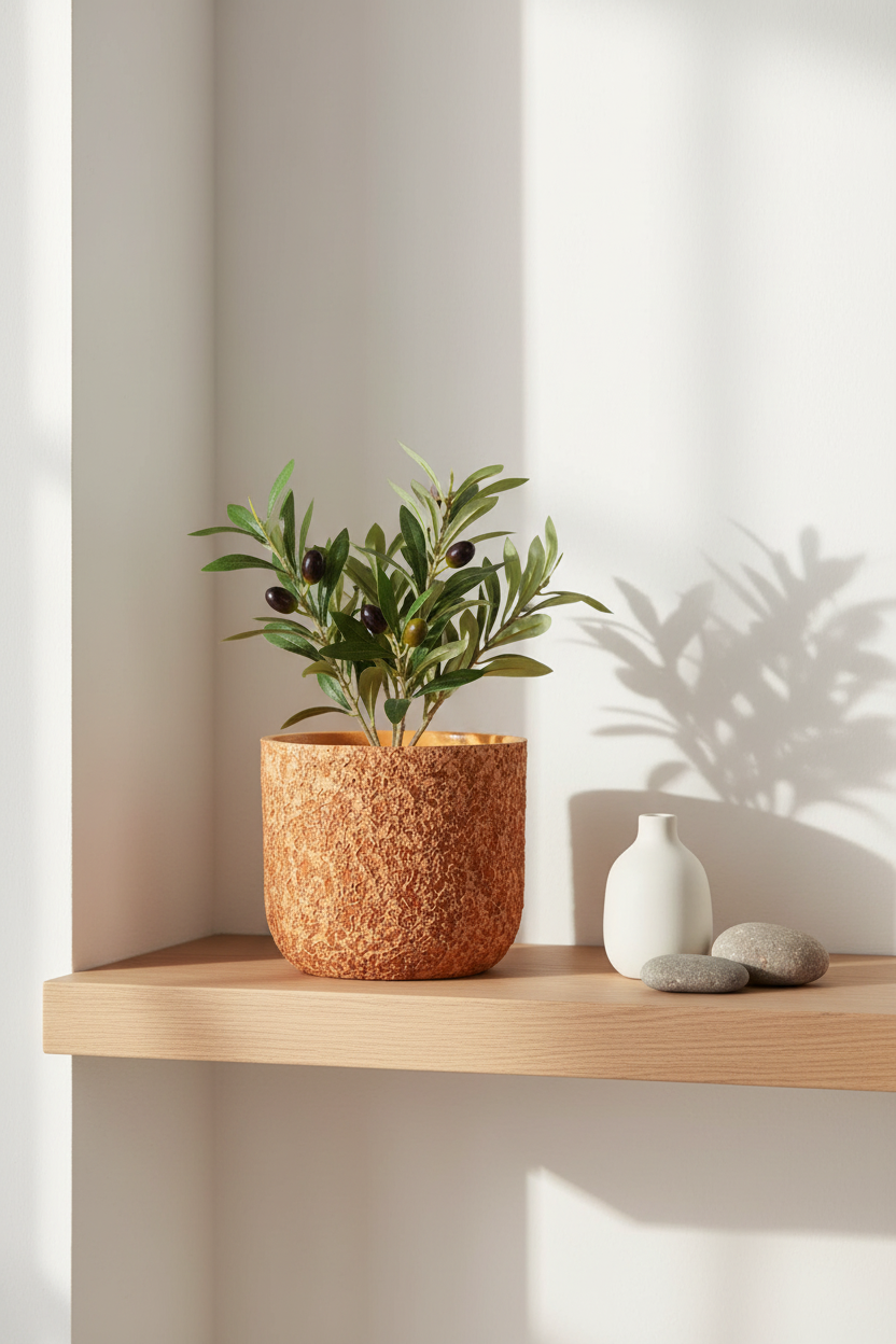 Pot terre cuite – ambiance lifestyle étagère intérieur méditerranéen