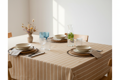 Nappe Alivo Marron – ambiance lifestyle table dressée méditerranéenne