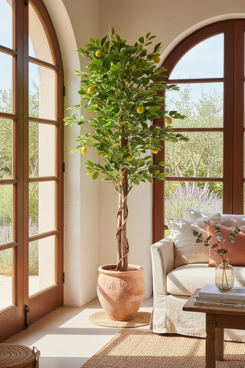 Citronnier artificiel 180 cm — ambiance lifestyle méditerranéenne ARCANCE