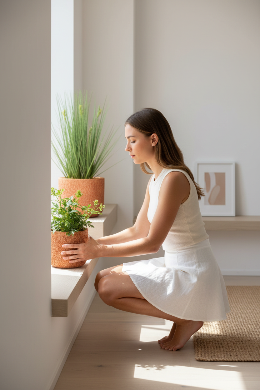 Pot terre cuite – ambiance lifestyle avec jeune femme