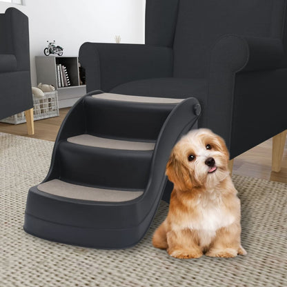 Escalier pliable noir vidaXL à trois marches avec revêtements en feutre