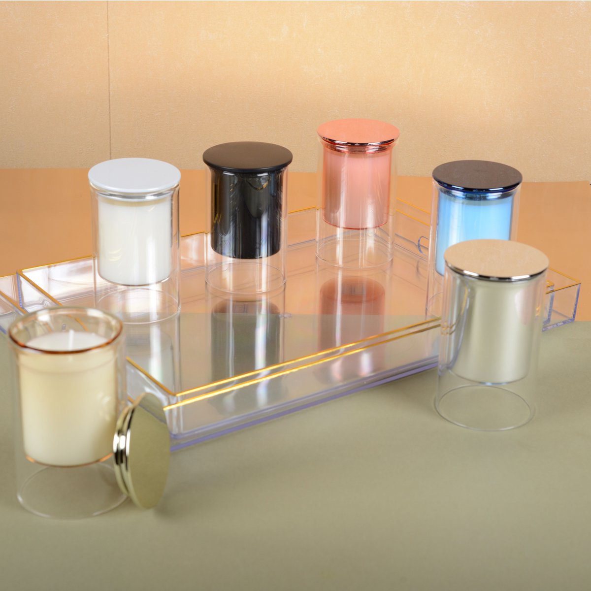 Bougie blanche musc – vue d’ensemble collection bougies verre