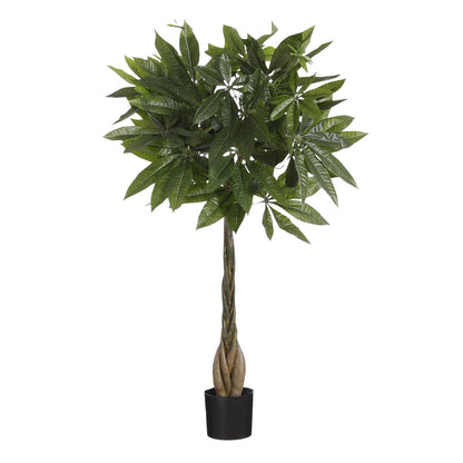 Pachira artificiel Premium 80 cm tronc tressé en bois – fond blanc