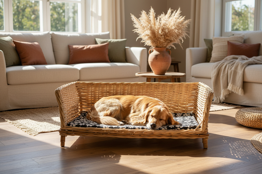 Panier chien osier - golden retriever petit