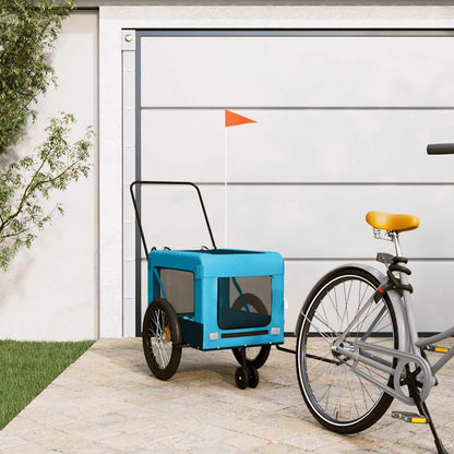 Remorque vidaXL bleu et noir présentée avec un vélo