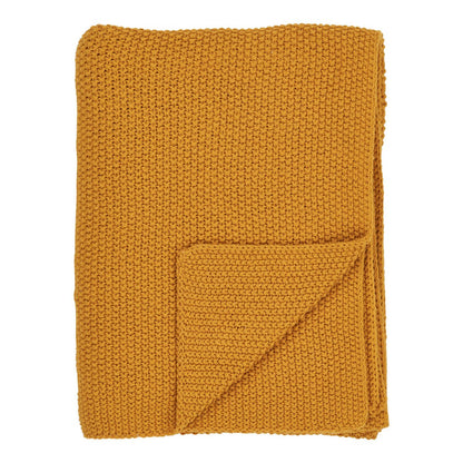Plaid Santos coton recyclé ocre plié fond blanc