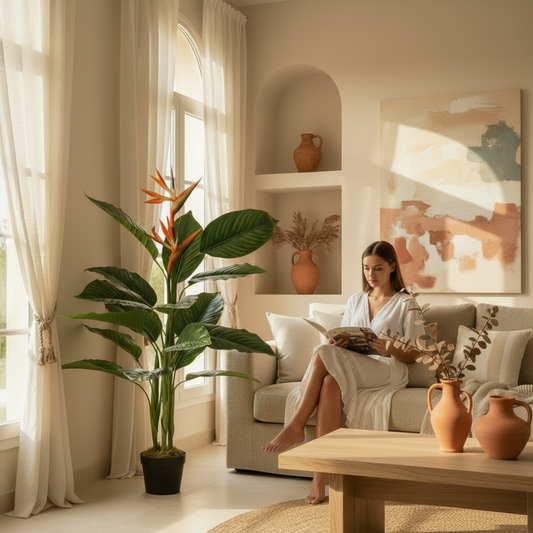 Strelitzia avec femme carré