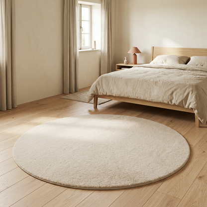 Tapis OLITE beige dans une chambre lumineuse