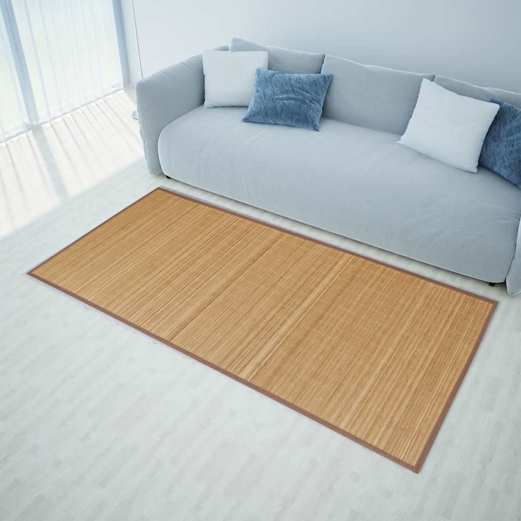 Tapis rectangulaire en bambou naturel 120x180 cm marron