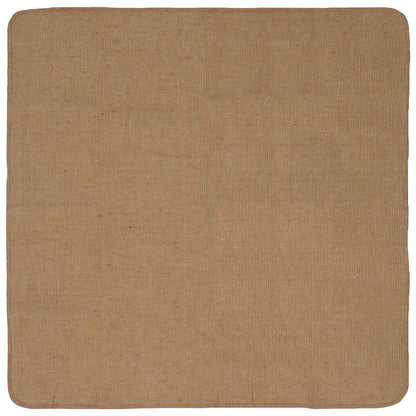 Tapis carré en jute marron clair aux angles arrondis, 160 × 160 cm