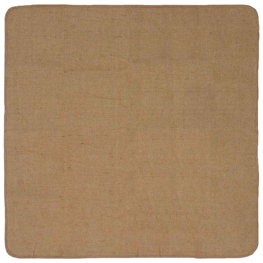 Tapis carré en jute marron clair aux angles arrondis, 160 × 160 cm