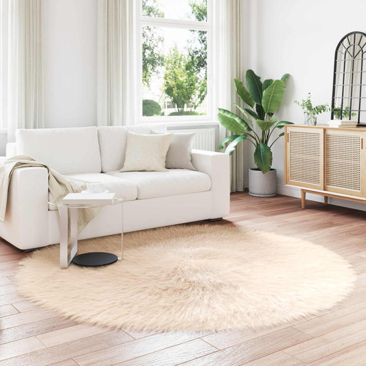 TAFALLA – Tapis rond beige imitation peau de mouton Ø 200 cm