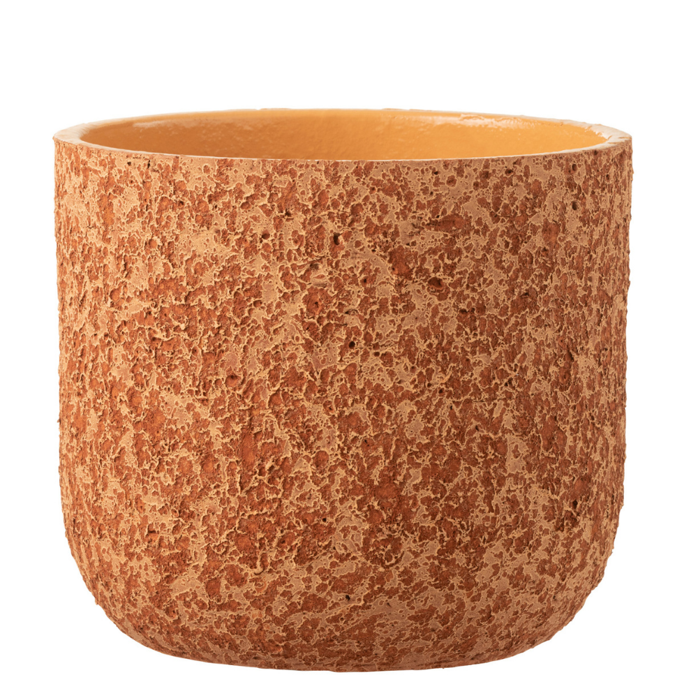Pot décoratif rugueux en céramique terre cuite Ø22 cm – fond blanc